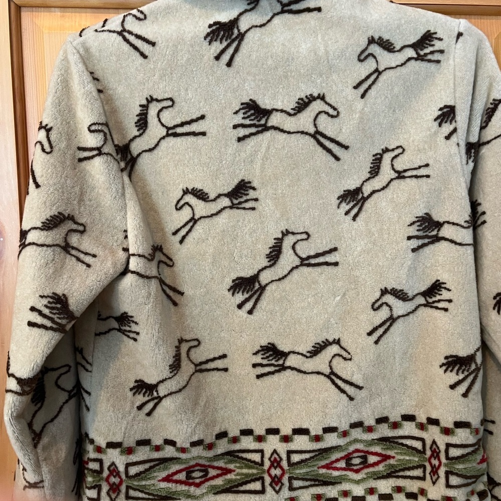 Tsunami primitive horse western pattern equestrian fleece zip jacket - Picture 4 of 7
